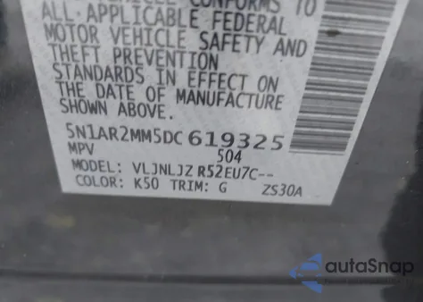 2013 Nissan Pathfinder Platinum z USA, uszkodzony, nr VIN 5N1AR2MM5DC619325